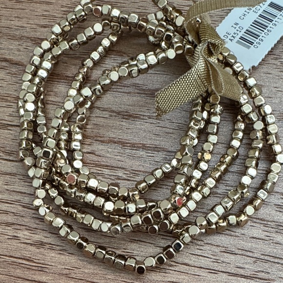 NWT J Crew Tiny beads stretch bracelets set-of-six, gold - Picture 4 of 4